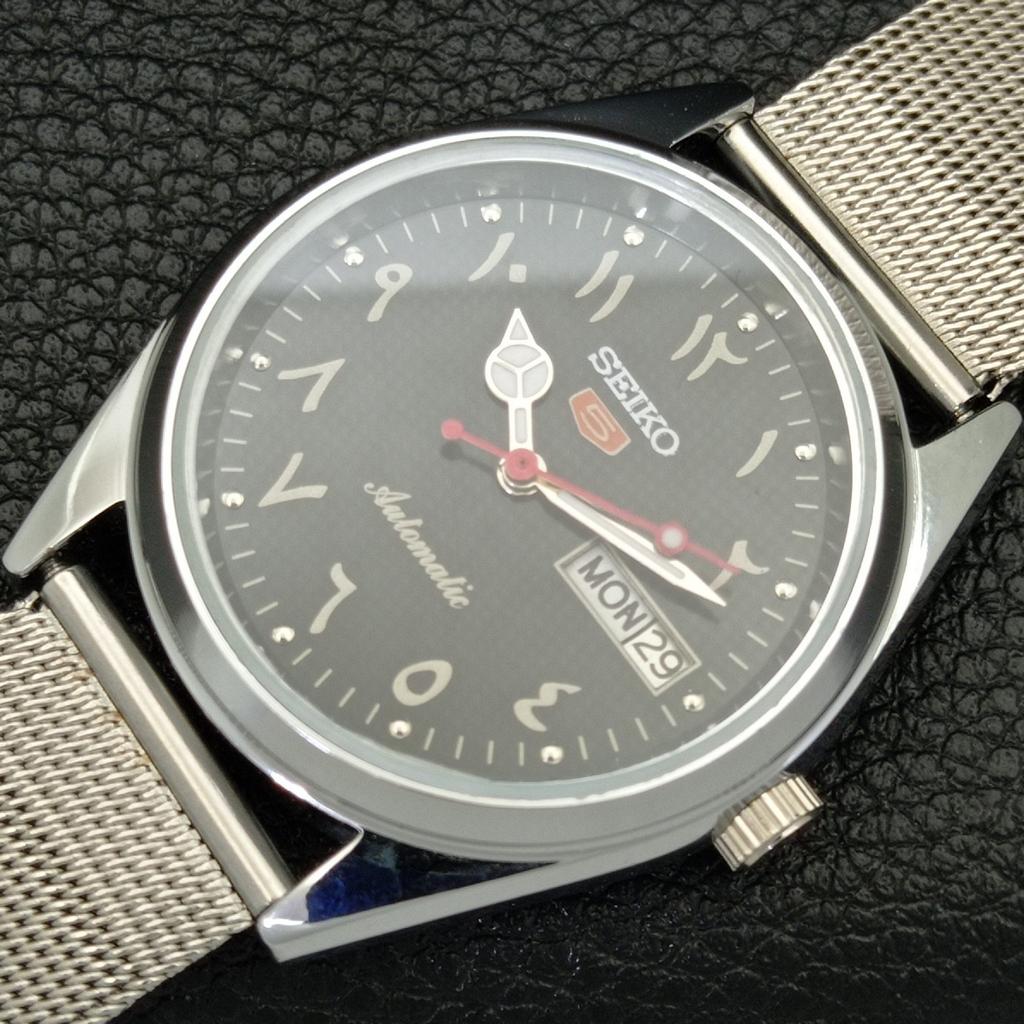 REFURBISHED SEIKO 5 AUTOMATIC 6309A VINTAGE JAPAN MENS BLACK WATCH a441183-4 Sk-a441183