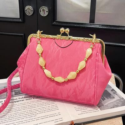 PU Leer Portemonnee en Portemonnee voor Dames Kralen Avond Clip Schelp Wit Roze Schoudertassen Luxe Designer Feest Bruiloft Avondtas