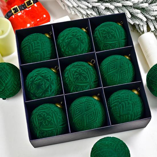9Pcs Velvet Christmas Ball Ornaments Retro Shatterproof Baubles Elegant Winter Holiday Decorations for Home Indoor Outdoor Celebration