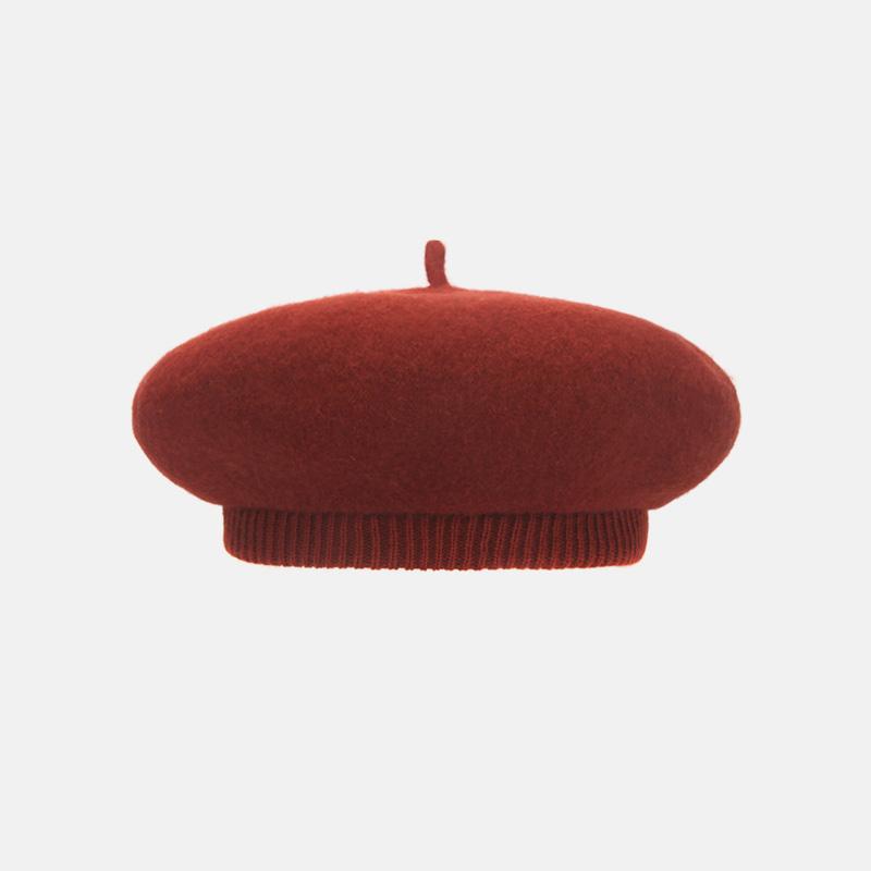 Hwaiteusaenjeu Patch Wool Beret Brick