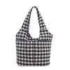 Fashion Red Plaid Tote Bag Large Capacity Shoulder Bag Lightweight Canvas Vest Bag  Storage Bag