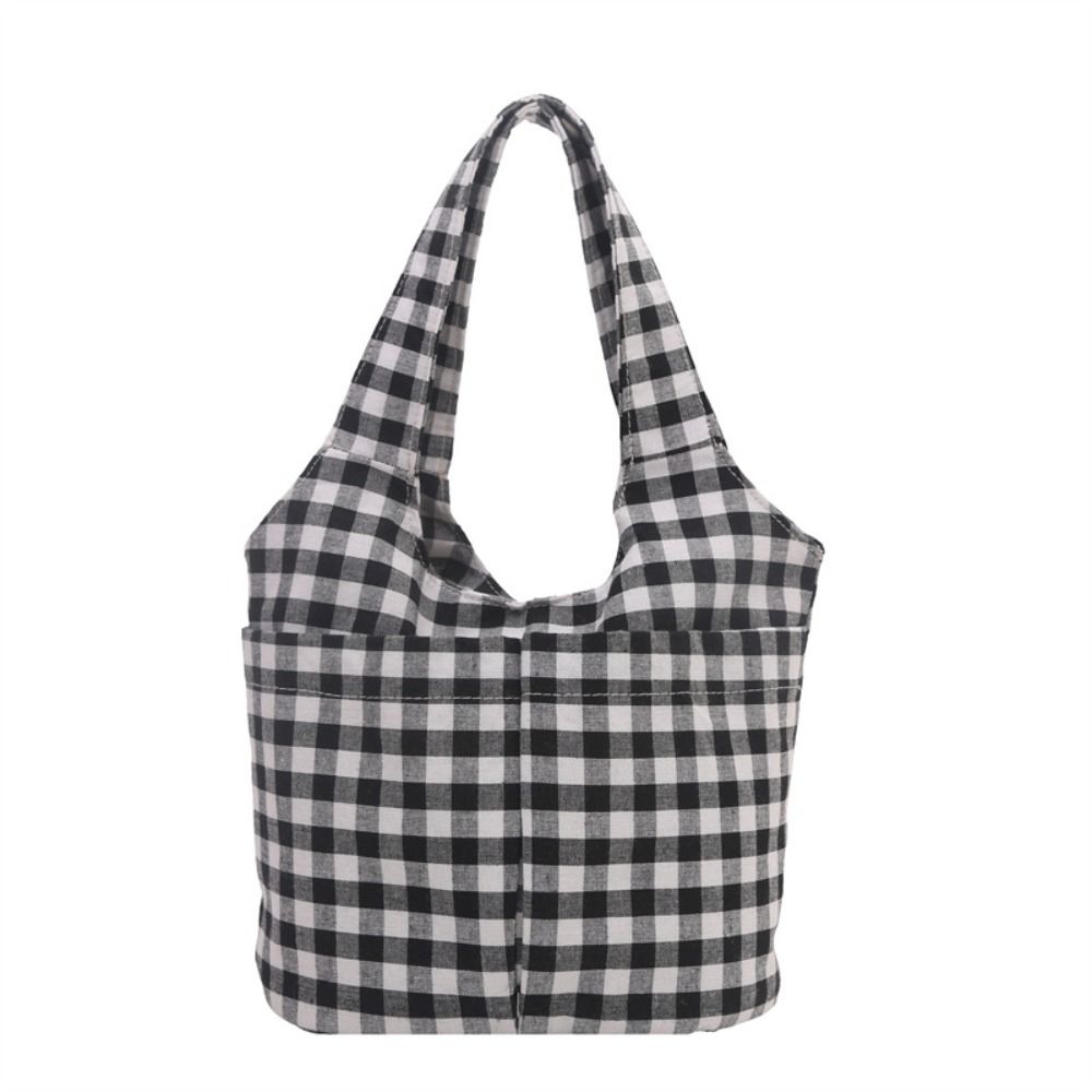 Fashion Red Plaid Tote Bag Large Capacity Shoulder Bag Lightweight Canvas Vest Bag  Storage Bag