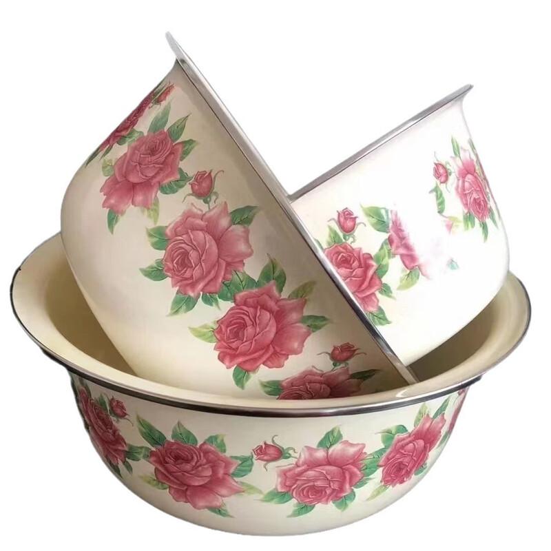 Ru Han Floral Enamel Mixing & Salad Bowl 3-Piece Set