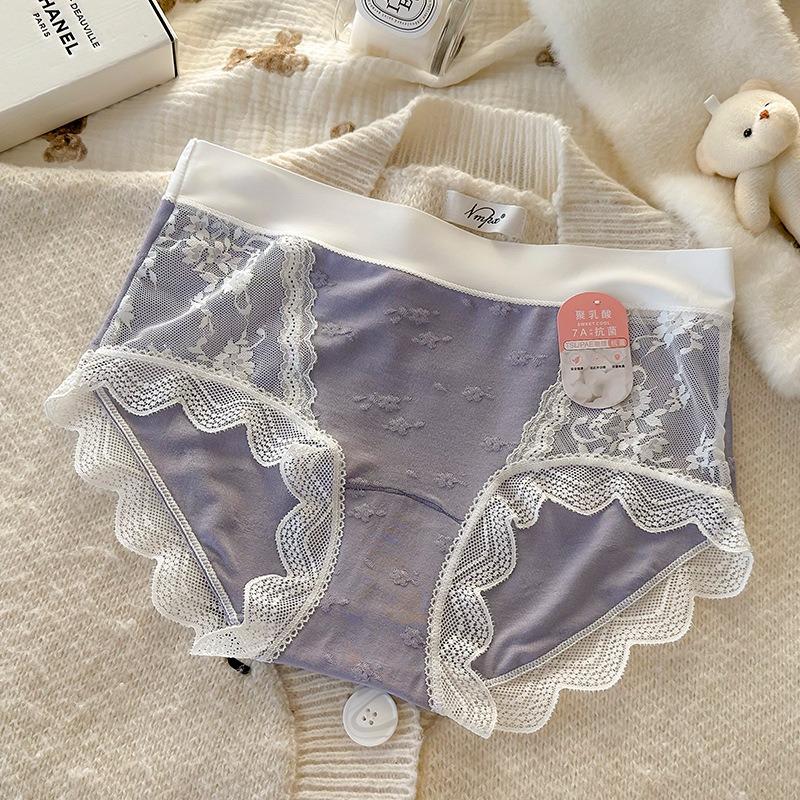 Women S Mid Waist Lace Modal Underwear 7a Antibacterial Plus Size Panties
