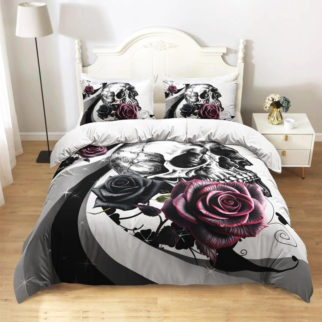 Rock Skull Gothic Three-Piece Quilt Cover 3D Digital Printing Bedding Set Bed Cover