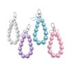 Fashion Bowknot Pendant Keychain Mobile Phone Lanyard UV Beaded Wrist Rope Strap Antilost Keyring for Women and Girls