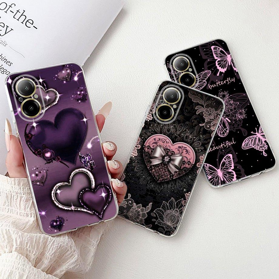 For Realme C67 4G 5G / Realme 12 Lite 4G Case RMX3782 RMX3890 Clear Soft TPU Cover Colorful Flower Cute Cartoon Cool Dragon Etui