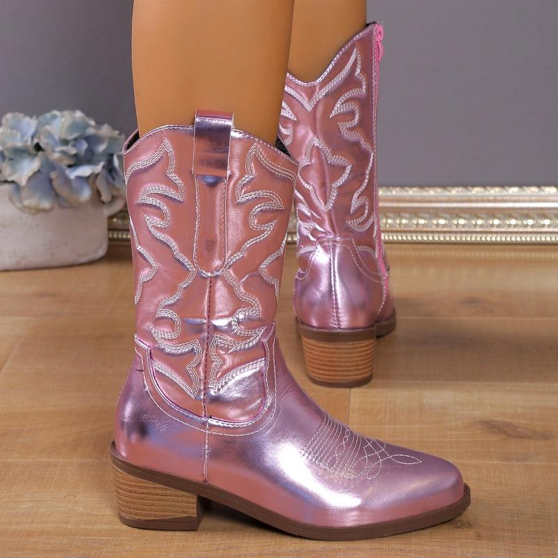 Fashion Western Women's Boots 2025 Spring and Autumn Fashionable Tight High Heel Cowboy Boots Retro Western Cowboy High Heel Boots