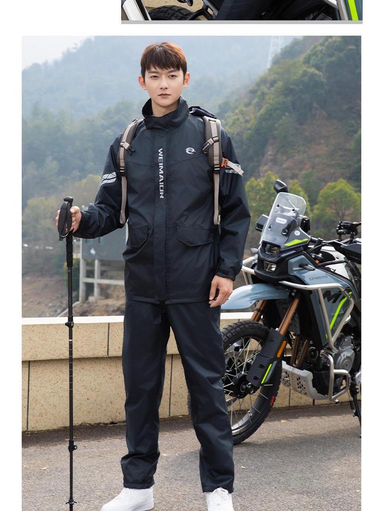 Fato de Chuva Masculino para Motocicleta: Conjunto de Jaqueta e Calça Divididos para Entregadores de Comida, Proteção Contra Tempestades