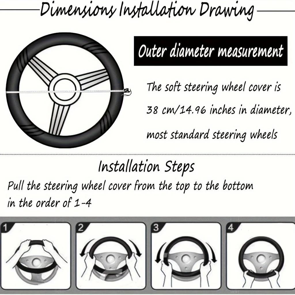 6pcs/Set Goddess Plush Car Steering Wheel Cover Rex Rabbit Hair Fluffy Steering Wheel Cover