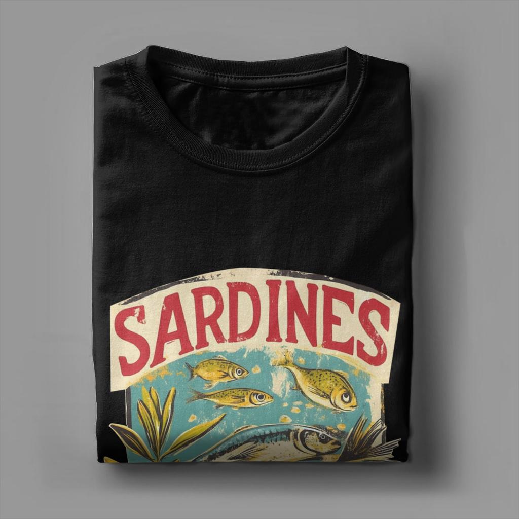 Sardines In Olive Oil  T Shirt Summer   A Vintage Poster  Cotton T-Shirts For Men Fashion Casual Tshirt Sleeve Street Style Tees