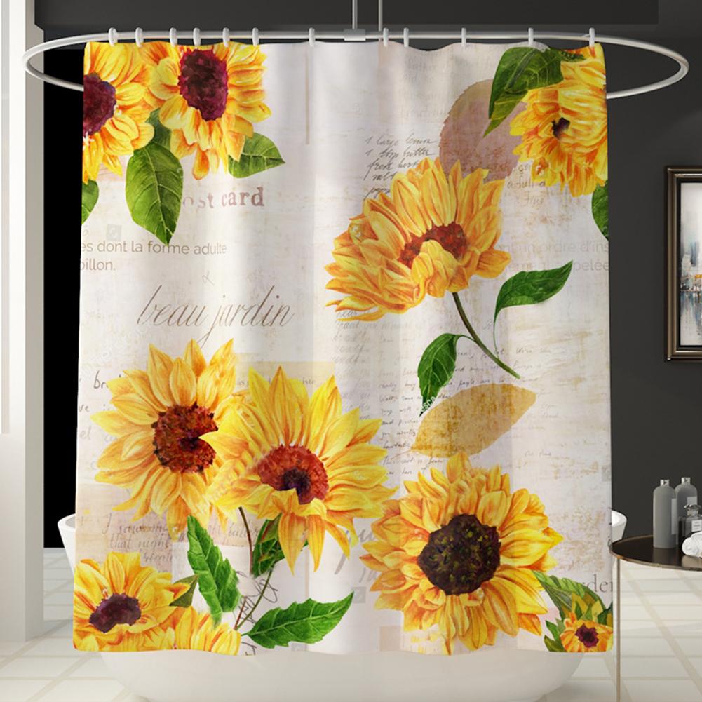 Daisy Rose Shower Curtain Polyester Cover Mat Set Anti-Slip Rug Bathroom Accessories