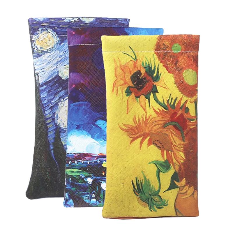1PC Floral Print Anti Pressure Storage Bag Eyewear Protector Oil Painting Portable Glasses Case Box Storage Bag Sunglasses Box