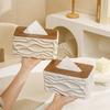 1PC Modern Minimalist Large Tissue Box Holder with Polished Brown Lid - Square Plastic Storage Organizer Suitable for Bathroom & Living Room