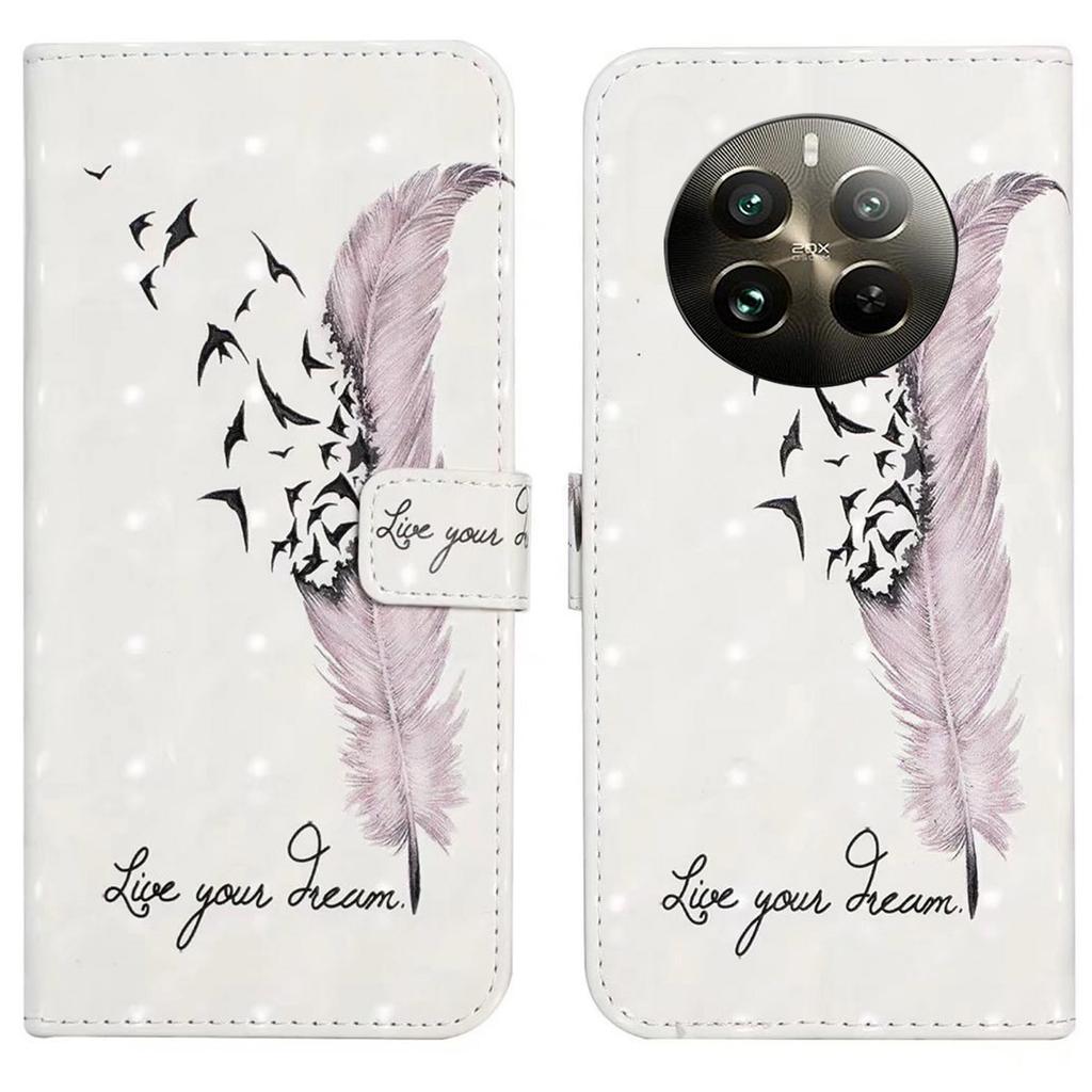 For Realme 12 4G/12+ 5G Case 3D Creative Pattern PU Leather Stand Phone Cover