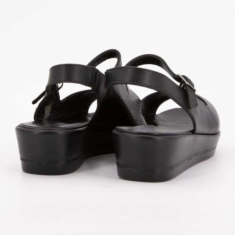 Sandales compensées cuir lisse noir Femme XAVIER DANAUD