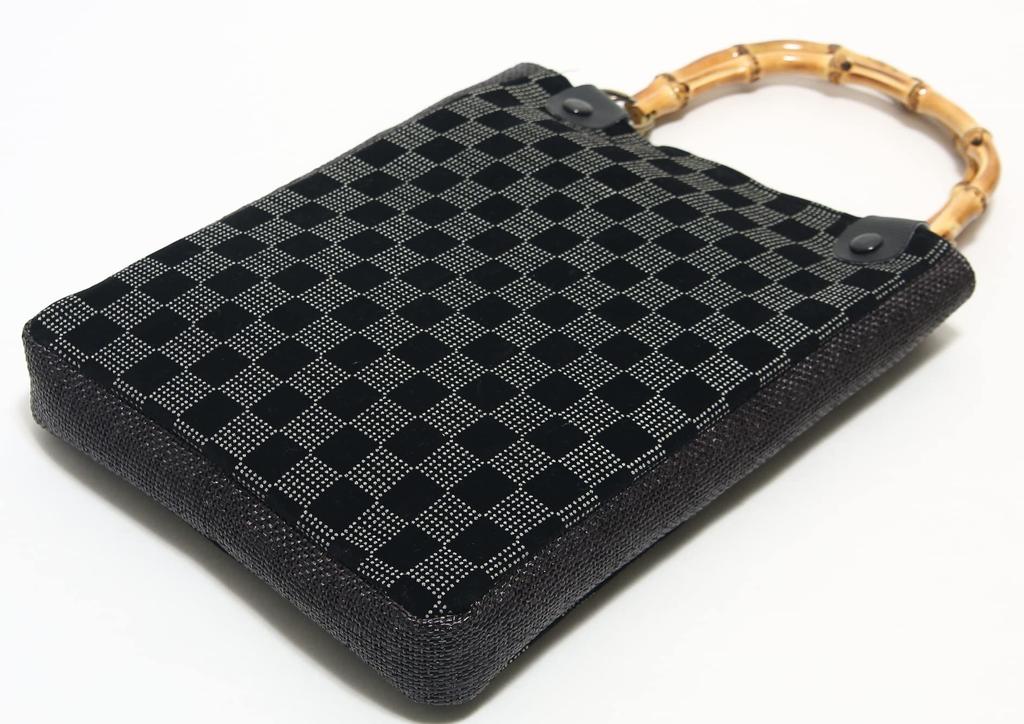 Hasegawa Shingen Bamboo with Inden Made in Japan Bag, Handles, Style, Men's, (Checkered Pattern)