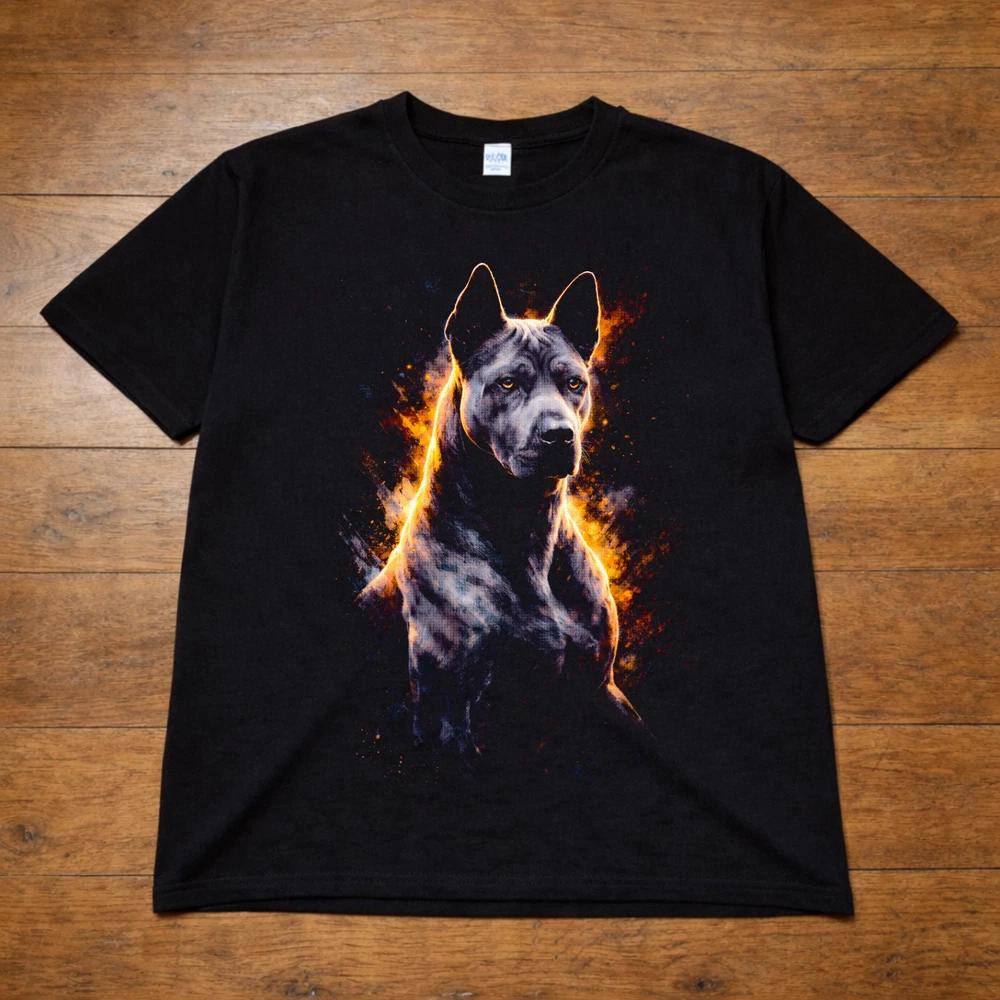 DoberUnisex Dog Fire Graphic T Shirt Unisexs Unisexs Unisex Black Tee S3XL 2XL