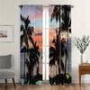 2pcs- Korean-style palm and coconut tree polyester curtains, pole bag curtains 42*84, bedroom, living room, home room decoration