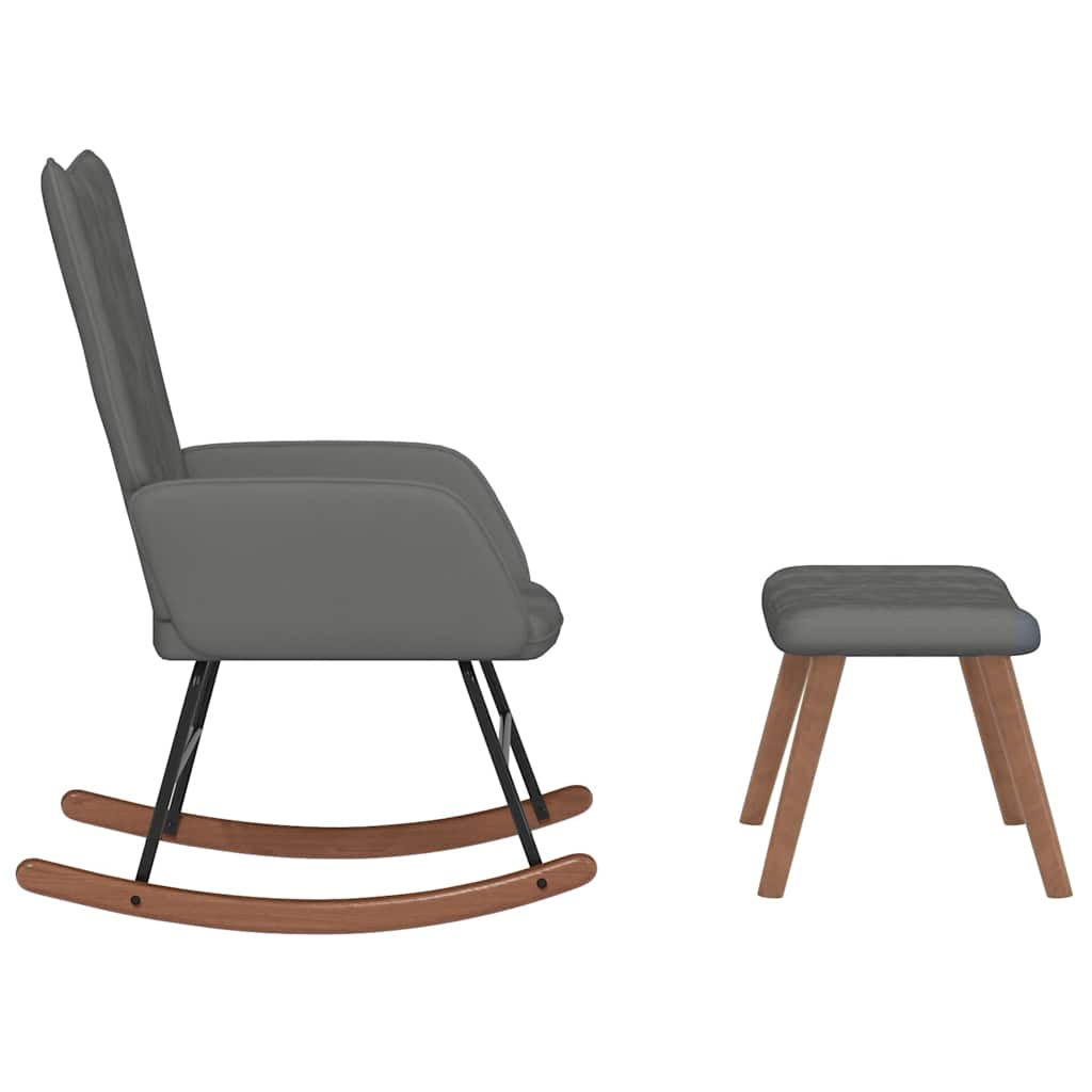 Rocking Chair with Footstool Velvet Dark Grey