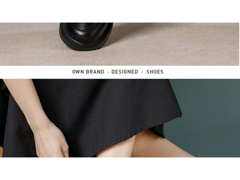 Women's Genuine Leather Fleece-Lined Loafers - Thick Sole, Slip-On, Lace-Up, British Style for Autumn and Winter