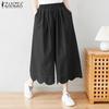 ZANZEA Women Casual Elastic Waist Loose Cropped Pants