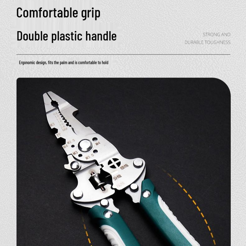 Multifunctional Folding Wire Stripper & Crimping Pliers - Industrial Grade for Wire Insulation Stripping & Screw Tightening