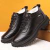 Winter Men's Cotton Shoes High-top Velvet Thickened Warm Cotton Shoes Integrated Leather Boots Versatile Casual Leather Shoes