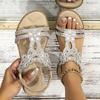 Sandali piatti con strass bohémien Yasrun - Comode scarpe estive da donna
