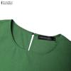 ZANZEA Women Casual Round Neck Solid Color Half Sleeve Dress
