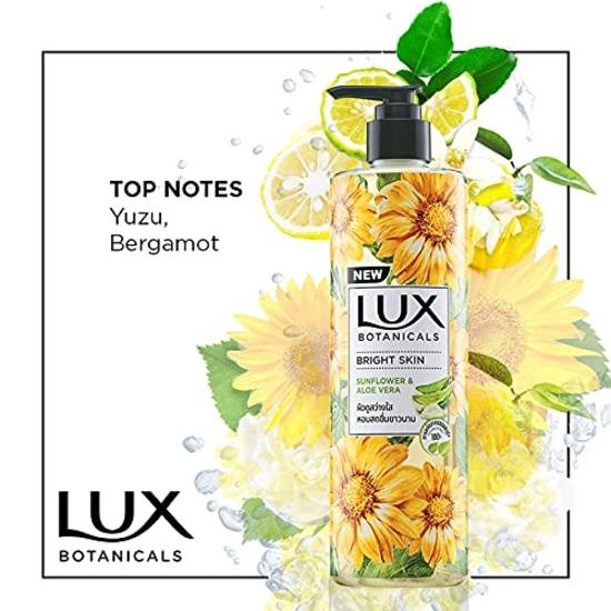 Gel de duș Lux Botanicals, floarea soarelui și aloe vera, gel de duș pentru femei, extracte 100% naturale, dă o piele strălucitoare, fără parabeni, 450 ml