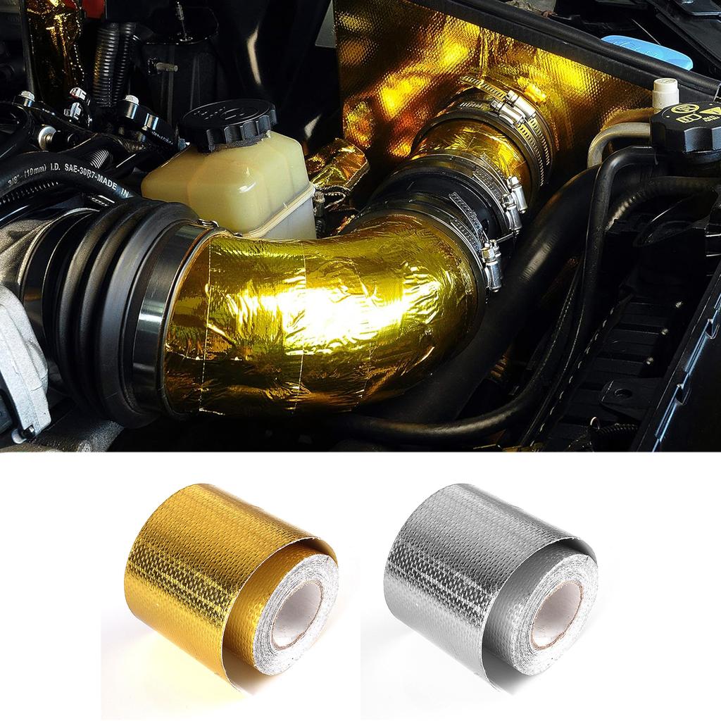 5m*5cm izolační páska na výfukové potrubí, tepelná páska na výfukové potrubí, svodové potrubí, vysokoteplotní bandážová páska, stříbrná lepicí páska