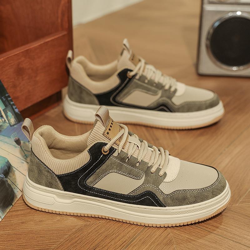 Mens Board Shoes 2026 New Fashion Lace Up Leather Commuting Snug Four Season Board Shoes Breathe Anti Slip Casual Sports Shoes
