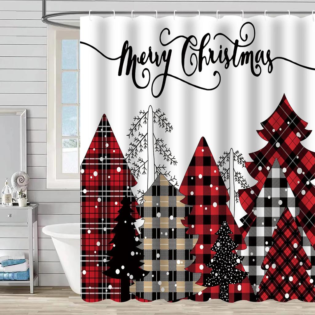 Merry Christmas /Santa Claus/Shower Curtains Holiday Farmhouse Home Fabric Bath Curtain Bathroom Decor/cow Print Blanket