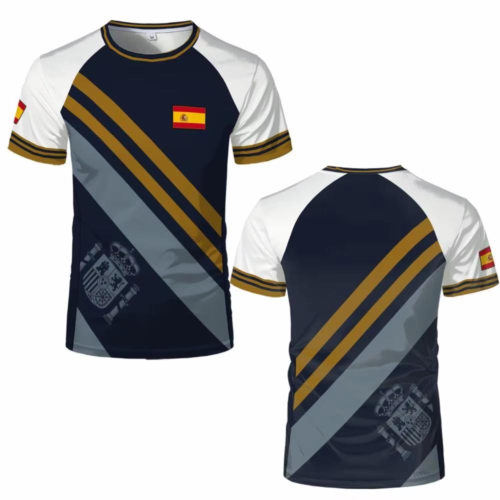 Maglia Grafica Bandiera Spagnola Moda Stampa Geometrica Asciugatura Rapida T-shirt Calcio Uomo Donna Sport Allenamento Casual Traspirante Top