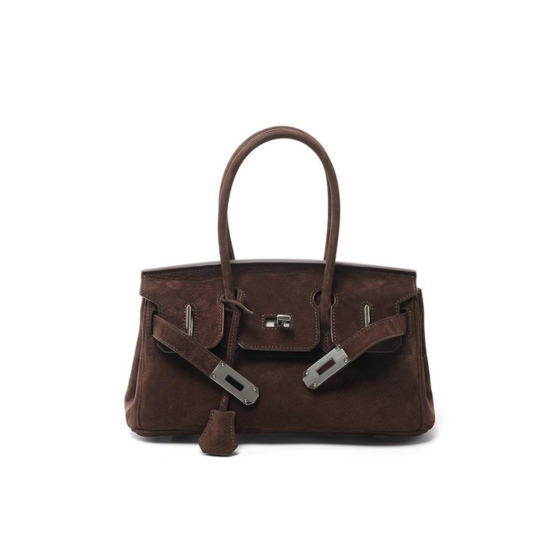 Suede horizontal platinum bag new large-capacity niche high-end bag women's versatile women's leather handbag