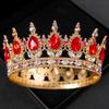 Corona de Boda Redonda Barroca Desfile Nupcial Tiara de Pedrería Cristal Coronas Tocados para Reinas y Reyes