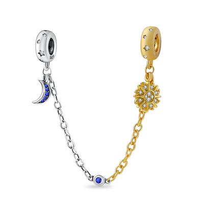 Pendants Charms Beads Copper Sun Moon Security Chain Fits Genuine Bracelets For Jewellery Crafting ValentineS Day Gifts