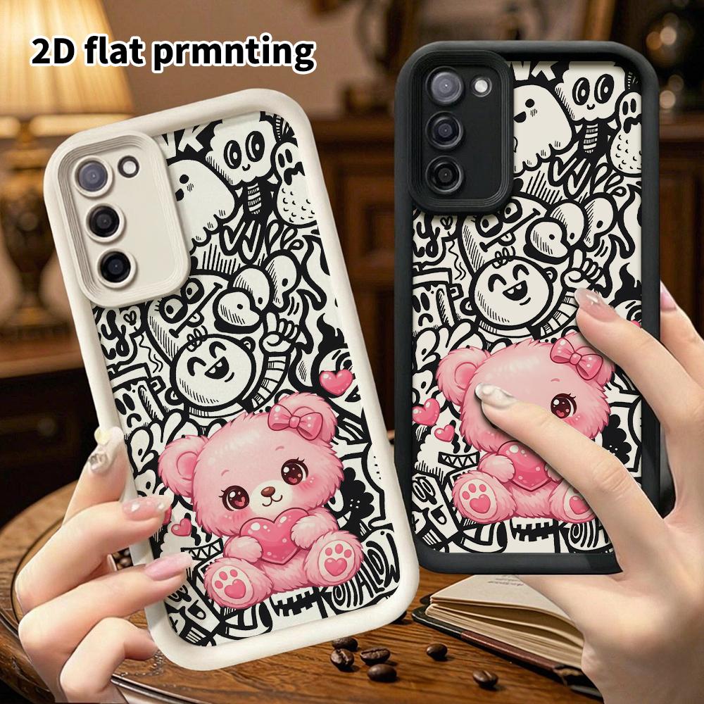 Phone Case: 2D Flat Samsung Galaxy A34 A35 M05 M06 S20 S22 S21 FE Plus 5G Protective Case, Plush Teddy Bear, Christmas and Halloween Gift