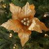 Large Poinsettia Glitter Flower 26cm Xmas Tree Decorations New Fake Flowers  Christmas Decoration