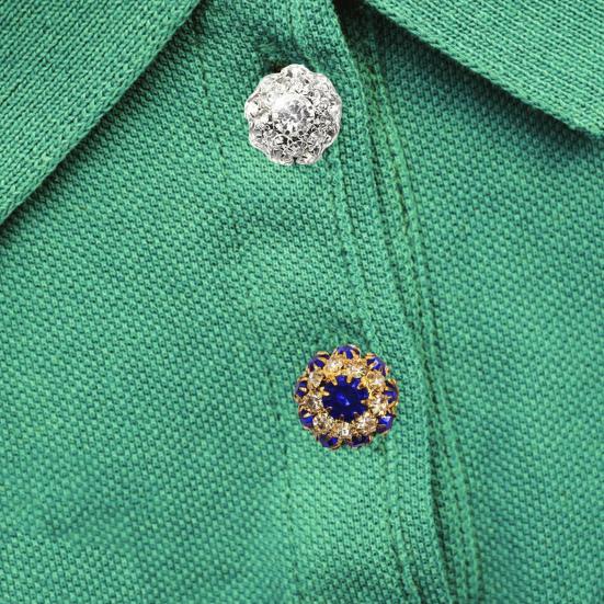 Metal Cufflinks Rhinestone Inlay Mushroom Shape Button Covers Shirts Jackets DIY