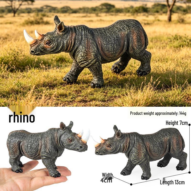 Realistic Wild Animal Models: Rhino, Hippo, Panda, Jaguar, Lion, Camel Cognitive Toys for Children