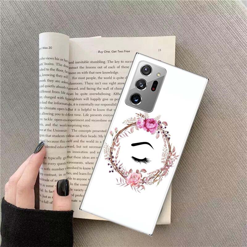 Eyelash Makeup Lip Painted Phone Case For Samsung S24 S23 FE S22 S25 Ultra S21 Plus Galaxy S20 FE S25 Edge Cover Capa Soft TPU F