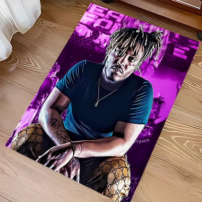 1pc Juice WRLD Print Area Rug - Soft, Washable Non-Slip Indoor Mat for Office Chairs, Living Room, Home Office Decorative Rug