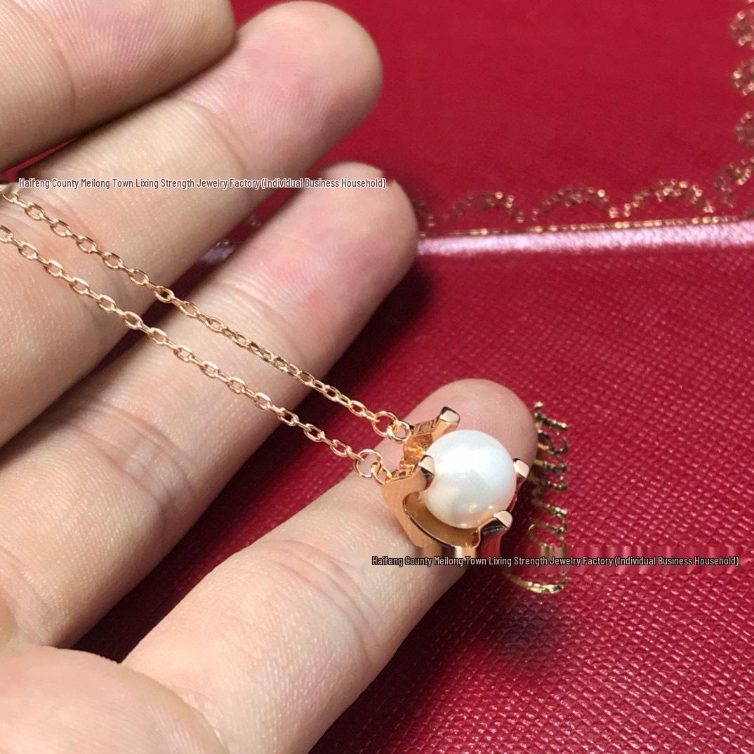 

Kajia Gold Bull Horn Pearl Necklace - Special Edition Clavicle Chain with Light Luxury Personality Pendant розового золота