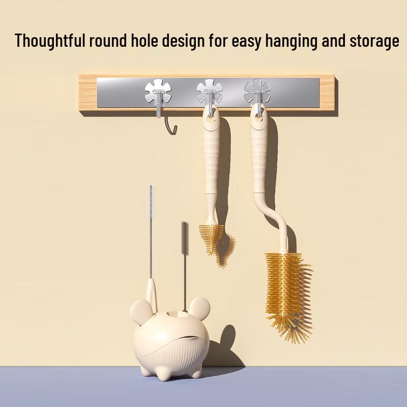 YOUKEBEI Nanometer Silver Silicone Baby Bottle Cleaning Brush Set