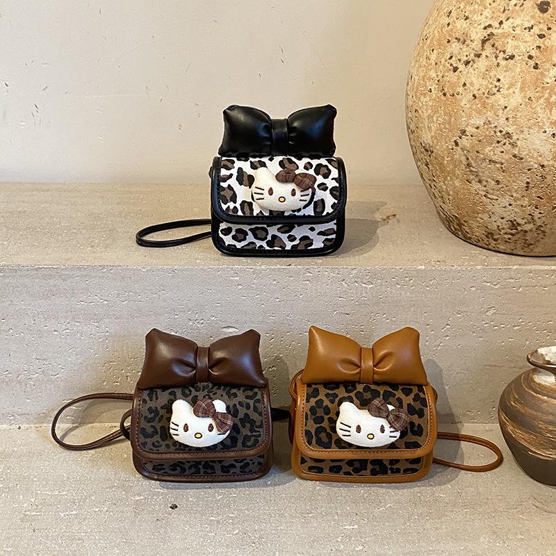 Korean Style Leopard Print Mini Shoulder Bag with Bow - Cute Crossbody for Girls 2025