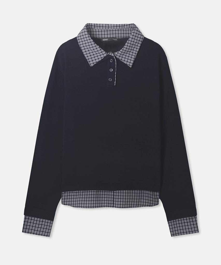 MIXXO Contrast Collared Shirt Pullover_Miwkag213T