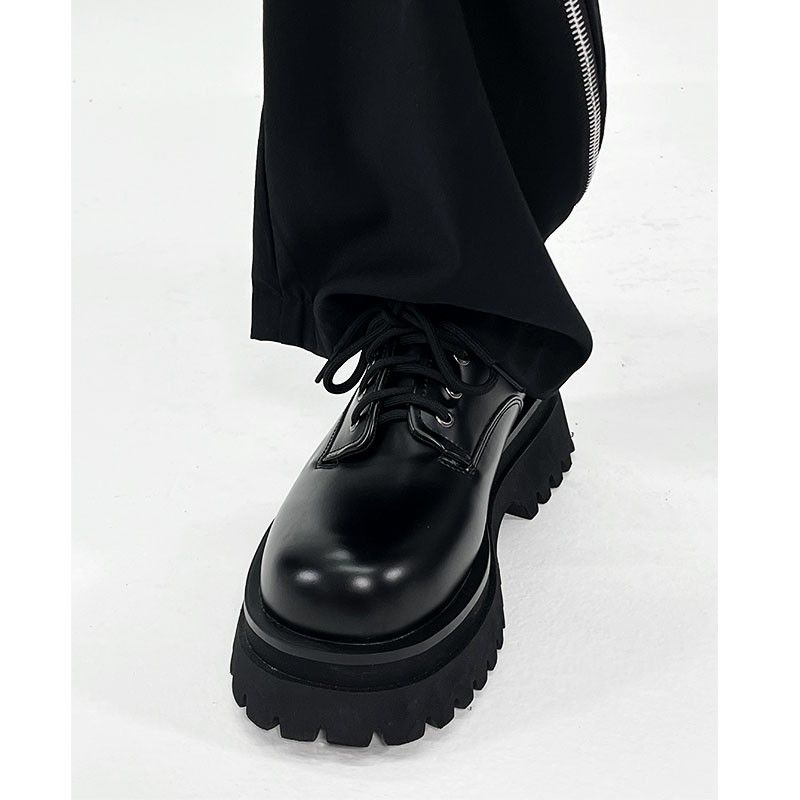 2025 Herren Hochwertige Britische Formelle Kleidung Runde Zehenpartie Lederstil Dicke Sohle Erhöht Großer Kopf Derby Schuhe