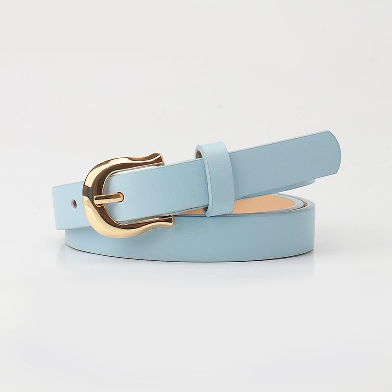 Ceinture plate à boucle ardillon pour femme, couleur bonbon, simple, décorée de vent, pour jeans